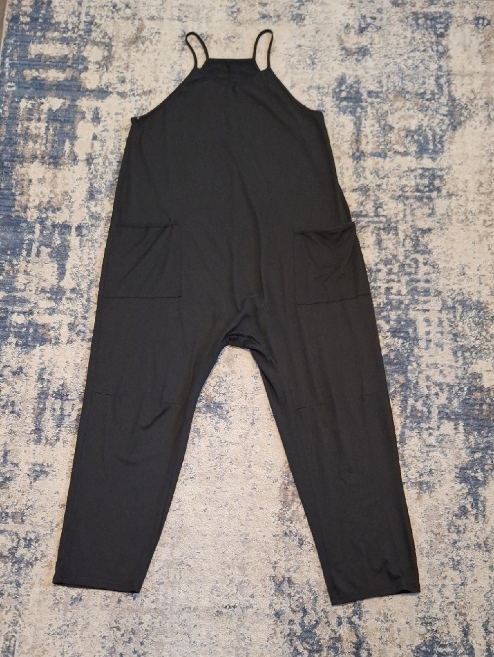 Women's Black Oversized Sleeveless Jumpsuit with Pockets Size Medium